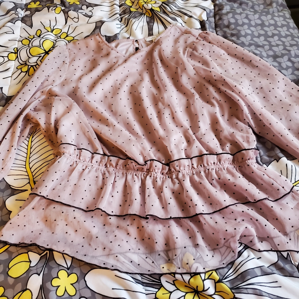 Lavender Polka Dot Sheer Blouse NWOT